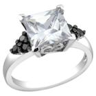 Target Black And White Cubic Zirconia Silver Bridal Ring - 6 - Silver,