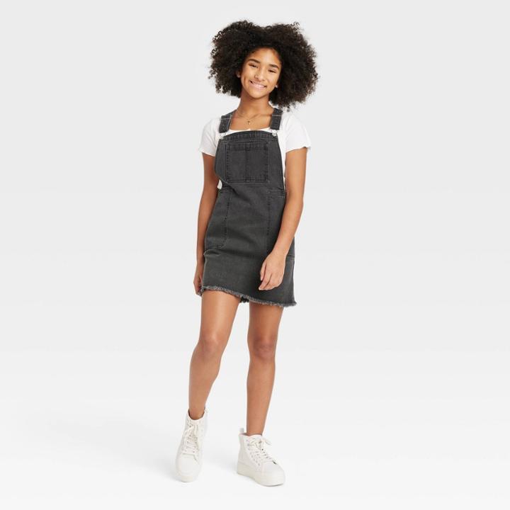 Girls' Pocket Pinafore Dress - Art Class Black Wash