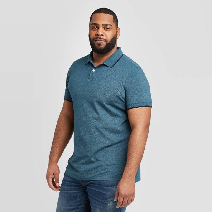 Men's Tall Standard Fit Short Sleeve Pique Polo Shirt - Goodfellow & Co Blue