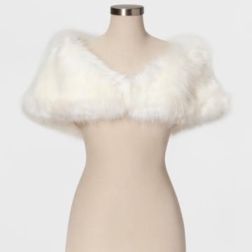 Women's Faux Fur Shrug - Estee & Lilly Cream