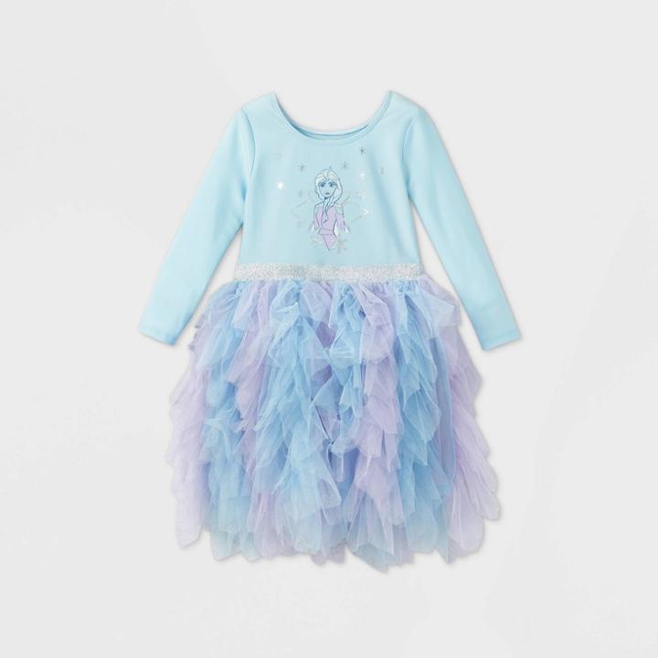 Disney Toddler Girls' Frozen Elsa Long Sleeve Tutu Dress - Blue