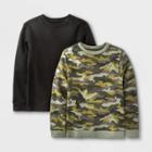Boys' 2pk Fleece Pullover Crewneck Sweatshirt - Cat & Jack Black/green