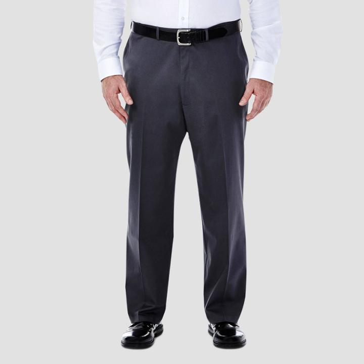 Haggar Men's Big & Tall Premium No Iron Classic Fit Flat Front Casual Pants - Dark Gray
