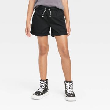 Girls' Rolled Hem Pull-on Woven Shorts - Cat & Jack Black