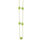 Zirconmania Zirconite Gold Plated Station Necklace With Enameled Daisies Lime Green - 16, Women's, Gold/green/green