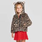 Toddler Girls' Leopard Faux Fur Jacket - Cat & Jack Brown