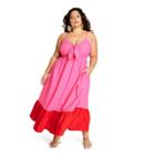 Women's Plus Size Sleeveless Tie-front Midi Dress - Tabitha Brown For Target Pink/red