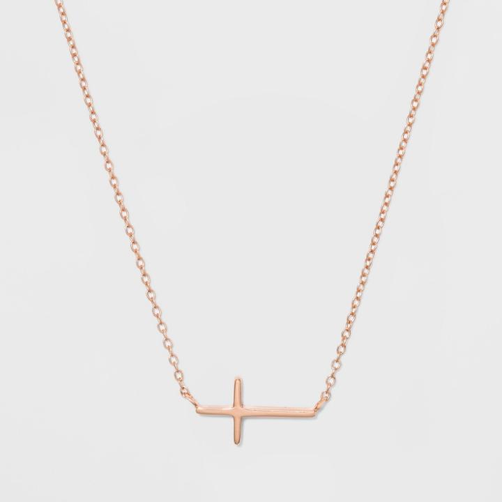 Target Sterling Silver Cross Necklace - A New Day Rose Gold