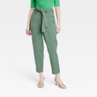 Women's High-rise Tapered Ankle Tie-front Pants - A New Day Olive