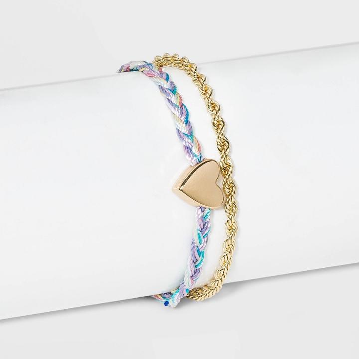 Sugarfix By Baublebar Mixed Media Bracelet Set - Rainbow, Gold
