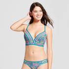 Women's Dream V-wire Lightly Lined Embroidered Bikini Top - Shade & Shore Teal Paisley
