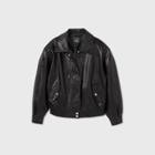 Women's Faux Leather Bomber Jacket - Wild Fable Black