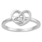 Journee Collection 1/5 Ct. T.w. Round-cut Diamond Heart Pave-set Ring In Sterling Silver - Silver