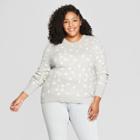 Women's Plus Size Metallic Polka Dot Pullover Sweater - A New Day Gray