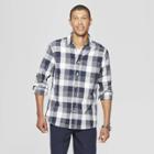 Men's Plaid Long Sleeve Cotton Slub Button-down Shirt - Goodfellow & Co Stargaze Navy