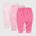 Honest Baby Baby Girls' 3pk Organic Cotton Cuff-less Harem Pants - Pink Newborn