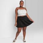 Women's Plus Size Knit Mini Tennis A-line Skirt - Wild Fable Black