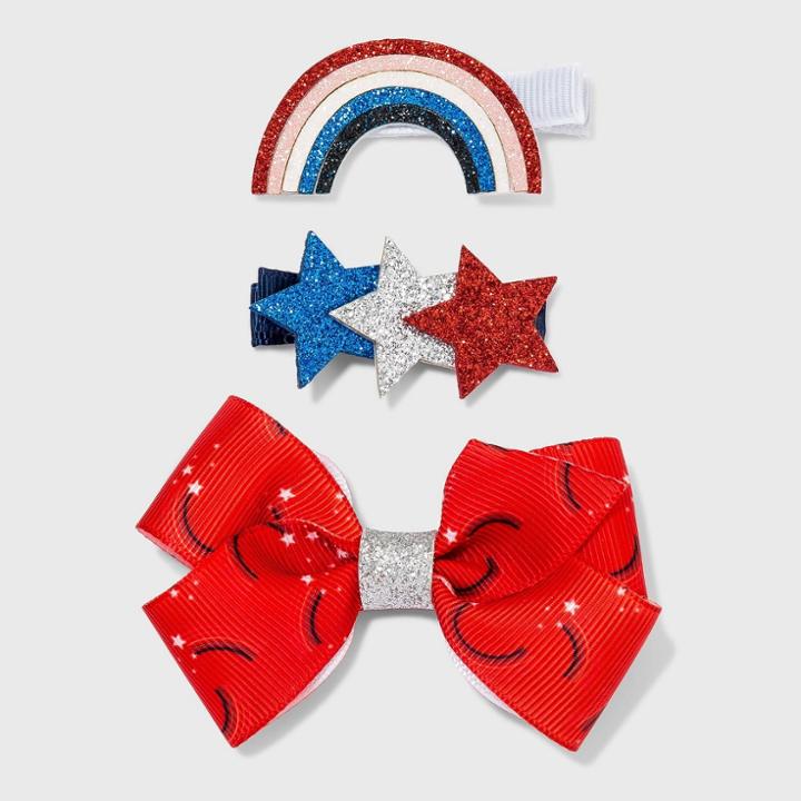 Girls' 3pk Americana Salon Hair Clip - Cat & Jack