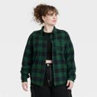 Women's Betty Boop Plus Size Long Sleeve Checkered Graphic Button-down Shirt Flannel - Green