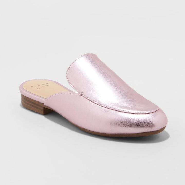 Women's Anney Wide Width Backless Mules - A New Day Pink 5.5w,