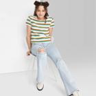 Women's Short Sleeve Shrunken Boxy T-shirt - Wild Fable Cream Multi Striped Xs, Ivory