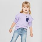 Toddler Girls' Ruffle Long Sleeve T-shirt - Cat & Jack Hushed Violet