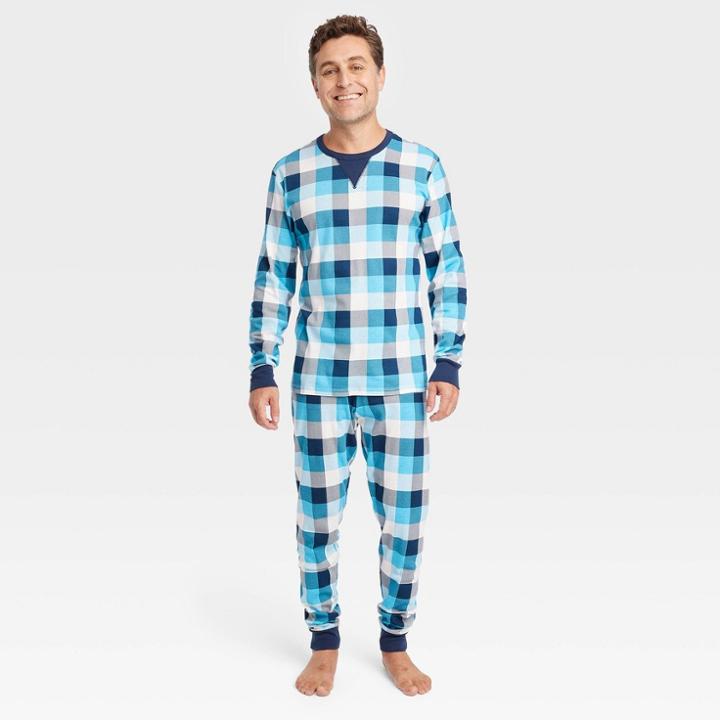 Ev Hanukkah Men's Tall Hanukkah Buffalo Check Print Matching Family Pajama