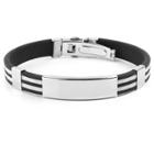Men's West Coast Jewelry Stainless Steel Id With Striped Rubber Bracelet, Black/silver