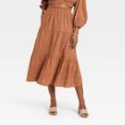 Women's Tiered Midi A-line Skirt - Universal Thread Rust