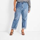Women's Plus Size High-rise Faded Boyfriend Jeans - Future Collective With Kahlana Barfield Brown Medium Wash
