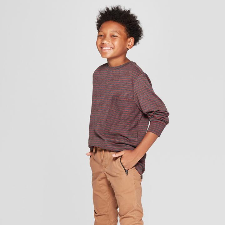 Boys' Long Sleeve Knit Pocket T-shirt - Art Class Gray