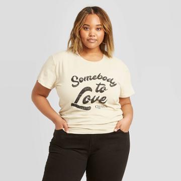 Bravado Women's Queen Somebody To Love Plus Size Short Sleeve T-shirt (juniors') - Tan 1x, Women's, Size: