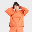 Women's Plus Size French Terry Crewneck Sweatshirt - All In Motion Coral Orange