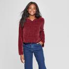 Women's Long Sleeve Chenille Hoodie Sweater - Xhilaration Burgundy (red)
