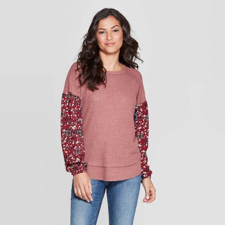 Women's Long Sleeve Crewneck Blouse - Knox Rose Pink M, Women's, Size: