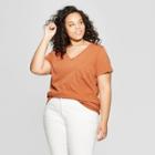 Women's Plus Size Short Sleeve Pocket V-neck T-shirt - Universal Thread Orange 1x,
