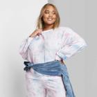 Women's Plus Size Tie Dye Long Sleeve Crewneck Marbled Sweatshirt - Wild Fable White/pink 2x, Women's,