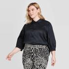 Women's Plus Size 3/4 Sleeve Collared Button-down Shirt - Who What Wear Black 1x, Women's,