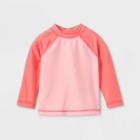 Baby Raglan Long Sleeve Rash Guard Top - Cat & Jack Coral Red