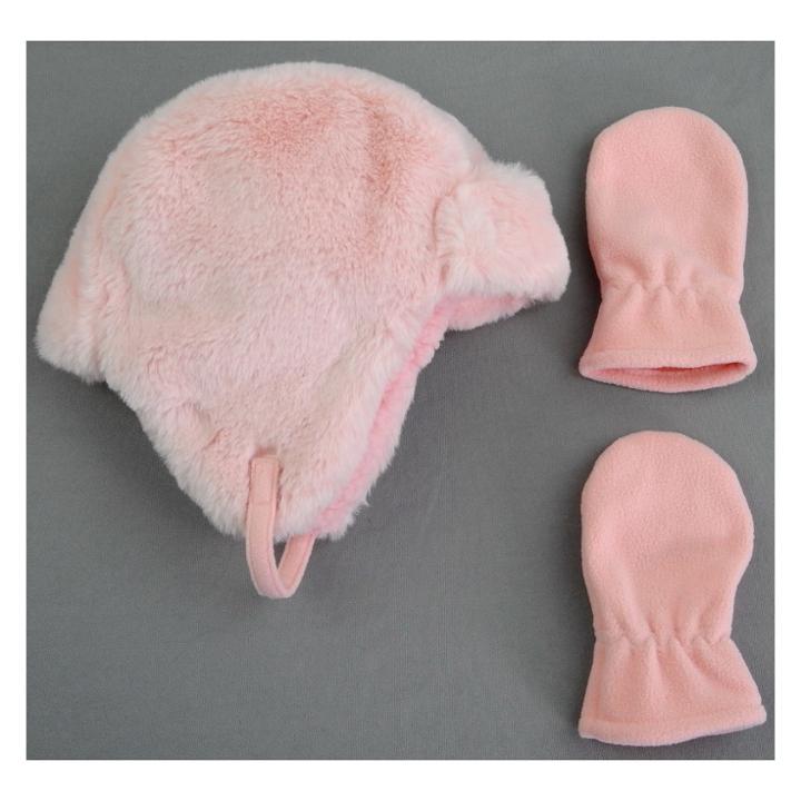 Toddler Girls' Faux Fur Trapper Hat And Mitten Set - Cat & Jack Pink