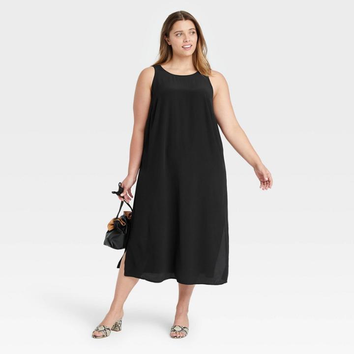 Women's Plus Size Sleeveless Racer Back Dress - A New Day Black