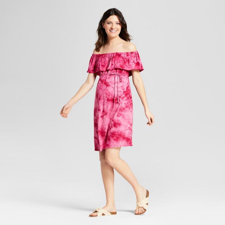 Maternity Tie Dye Off The Shoulder Dress - Macherie Wine Tie Dye