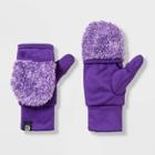 Girls' Faux Sherpa Fingerless Flip Mittens - C9 Champion Purple