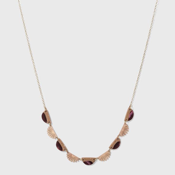 Patterned Half Circle And Starburst Cutout Frontal Necklace - Universal Thread Purple