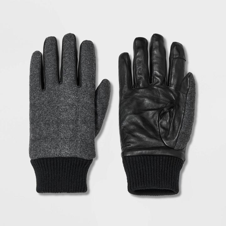 Men's Quilting Dress Gloves With Sherpa Lined - Goodfellow & Co Heathered Gray