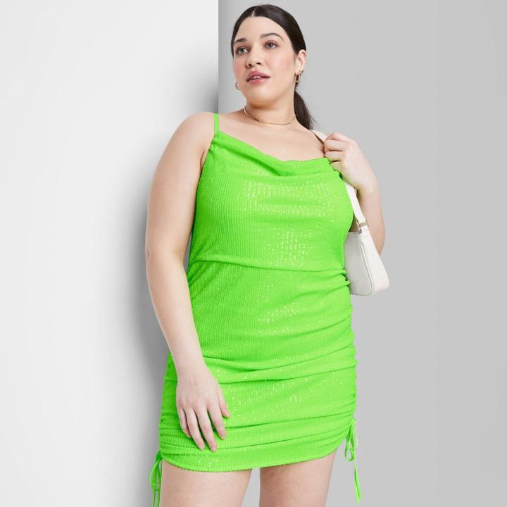 Women's Plus Size Sleeveless Ruched Side Bodycon Dress - Wild Fable Lime Green