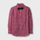 Wd·ny Black Boys' Long Sleeve Button-down Shirt With Bow Tie Red M - Wd.ny Black