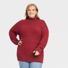 Women's Plus Size Mock Turtleneck Sweater - Knox Rose Red