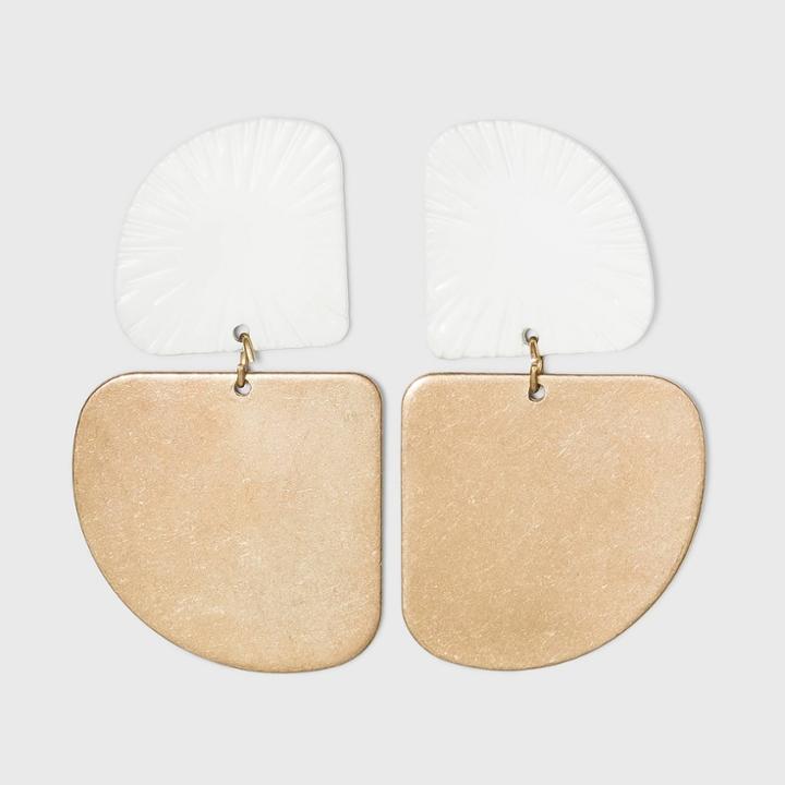 Sprayed Raised Patterned Geometric Drop Earrings - Universal Thread Ivory