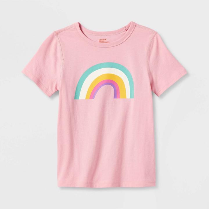 Kids' Adaptive Short Sleeve Graphic T-shirt - Cat & Jack Dusty Pink